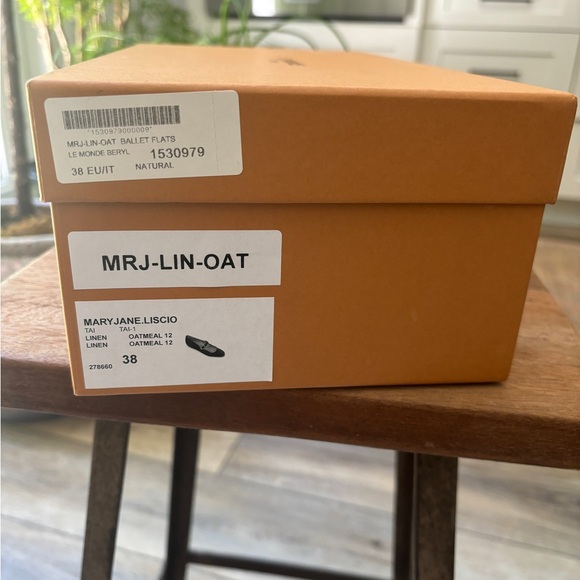 Le Monde Beryl Mary Jane Linen Flats Beige size 38 - Picture 9 of 9